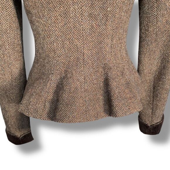 Vintage Ralph Lauren Rugby Blazer Structured Hourglass Herringbone Tweed Brown - Picture 7 of 13